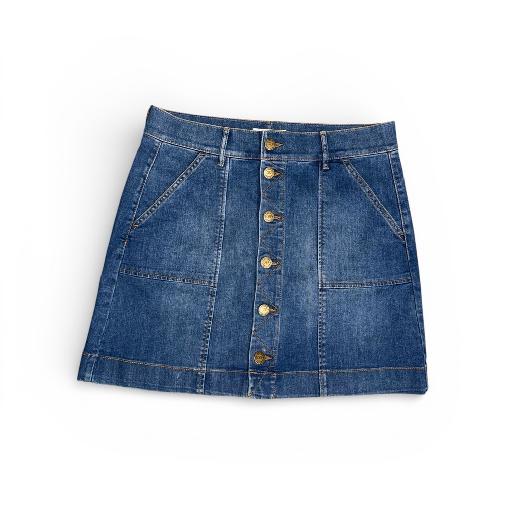 Western Indie LOFT Blue Denim Stretch Mini Skirt with Button Detail
